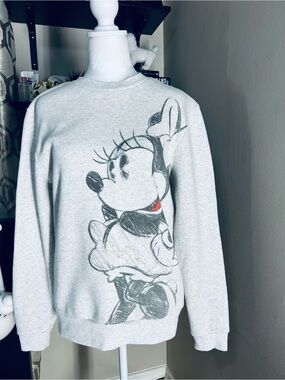 Disney Gray Minnie Mouse Graphic Crewneck Sweatshirt